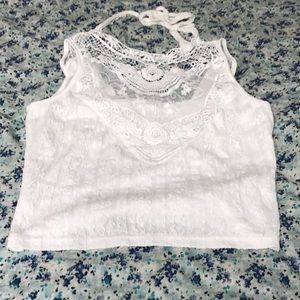 White laced crop top